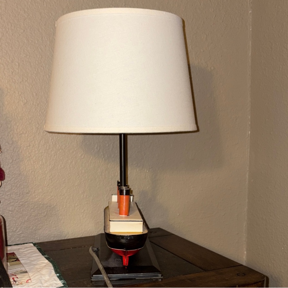 Pottery Barn Ship Lamp with White Shade - Picture 2 of 3